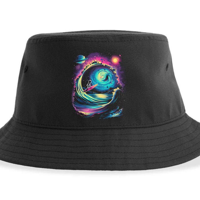 Surfing Outta Space Astronaut Sustainable Bucket Hat