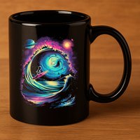 Surfing Outta Space Astronaut 11oz C Handle Ceramic Mug