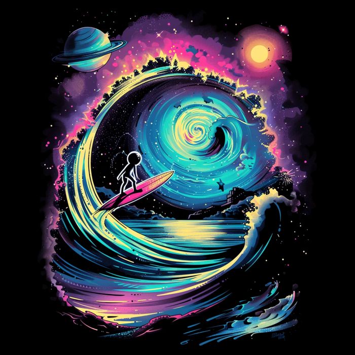 Surfing Outta Space Astronaut Drawstring Bag