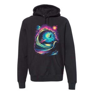 Surfing Outta Space Astronaut Premium Hoodie