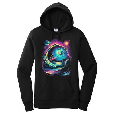 Surfing Outta Space Astronaut Women's Pullover Hoodie