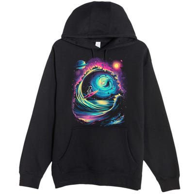 Surfing Outta Space Astronaut Premium Pullover Hoodie