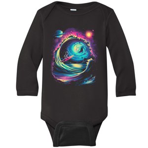 Surfing Outta Space Astronaut Baby Long Sleeve Bodysuit