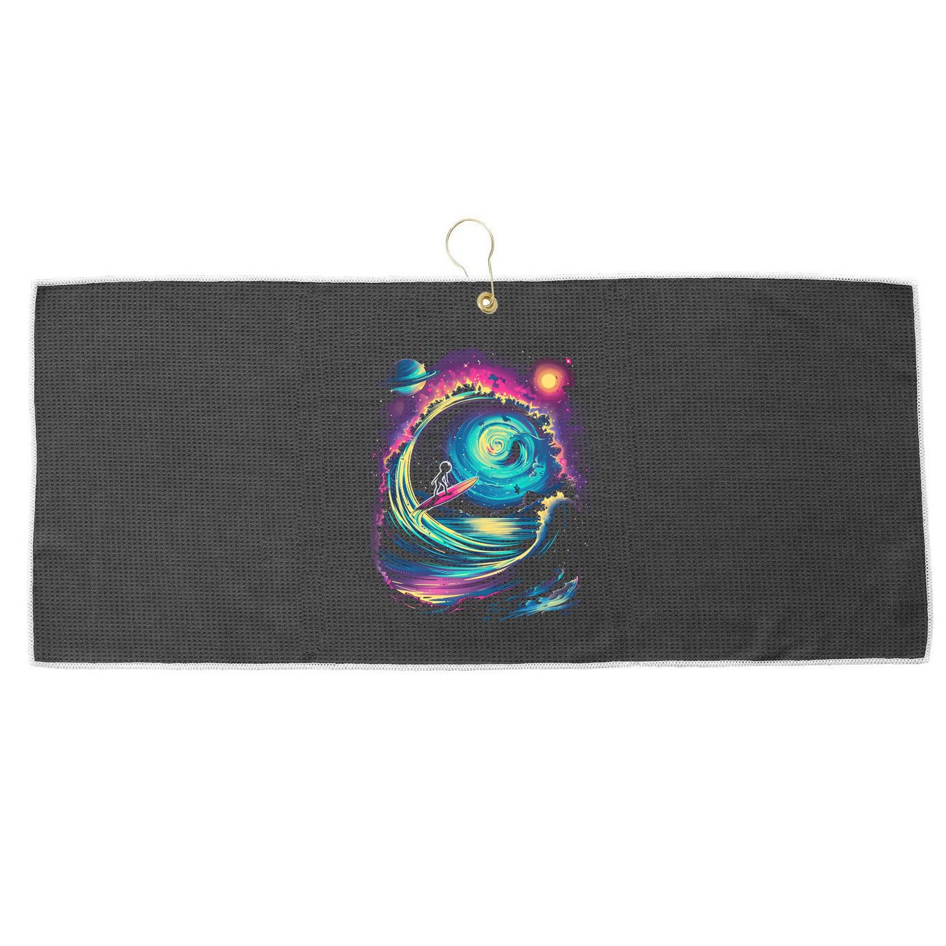 Surfing Outta Space Astronaut Large Microfiber Waffle Golf Towel