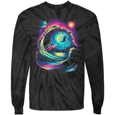 Surfing Outta Space Astronaut Tie-Dye Long Sleeve Shirt