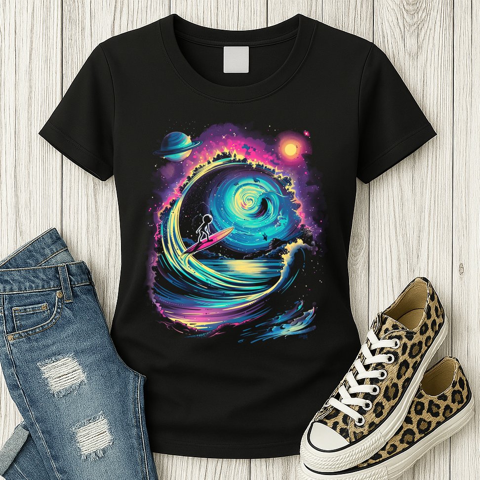 Surfing Outta Space Astronaut Womens T-Shirt