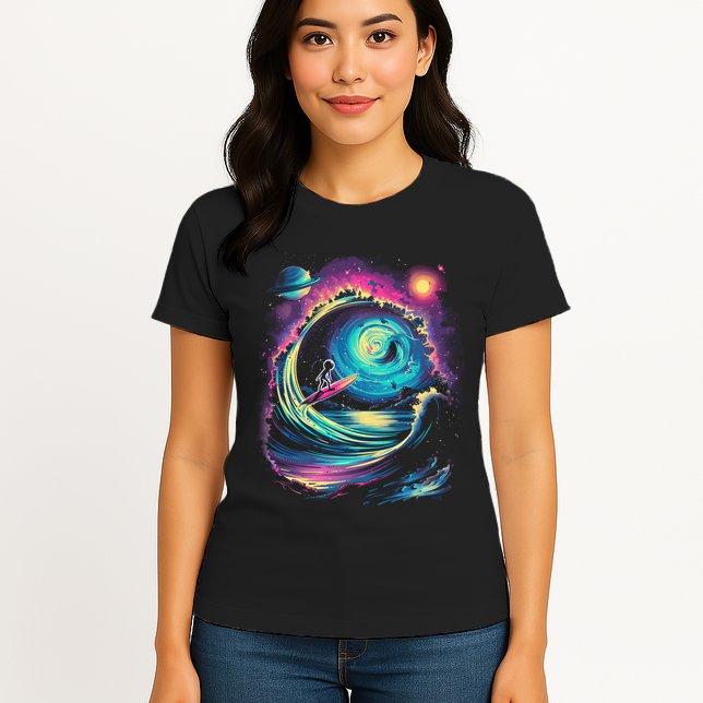 Surfing Outta Space Astronaut Womens T-Shirt