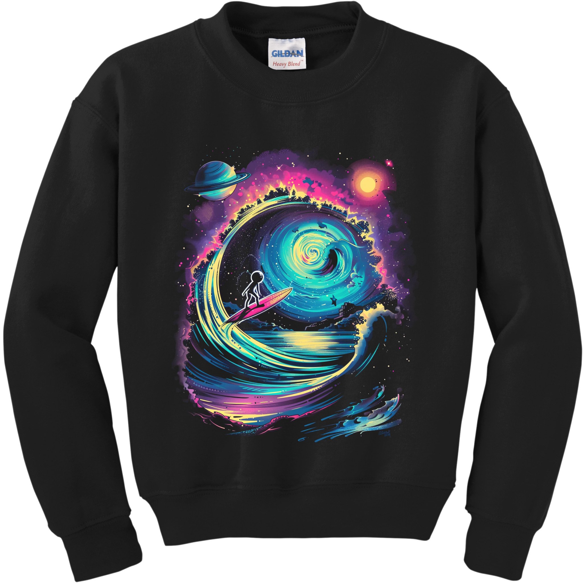 Surfing Outta Space Astronaut Kids Sweatshirt