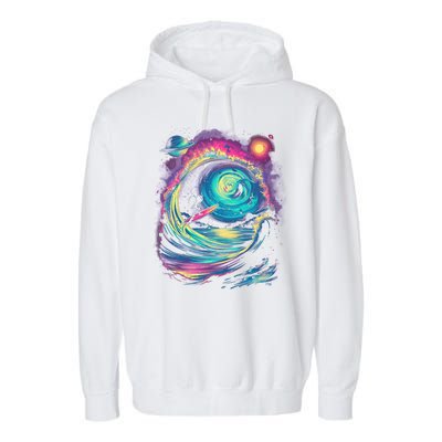 Surfing Outta Space Astronaut Garment-Dyed Fleece Hoodie