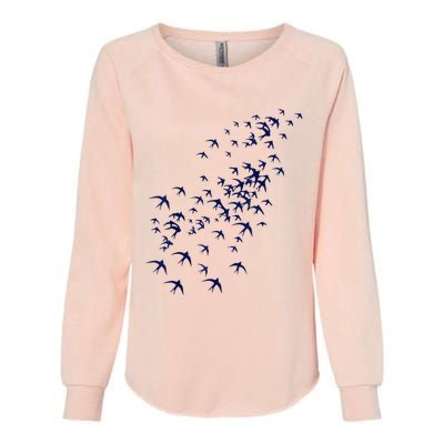 Swarm Of Swallows Flying Flock Of Birds For Nature Lovers Womens California Wash Sweatshirt