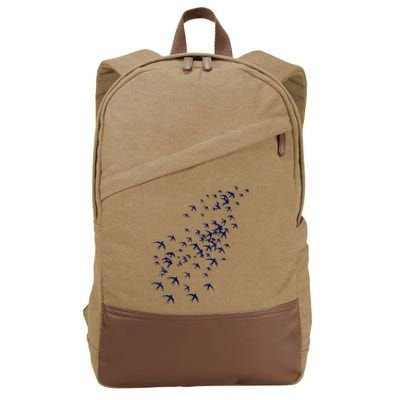 Swarm Of Swallows Flying Flock Of Birds For Nature Lovers Cotton Canvas Backpack