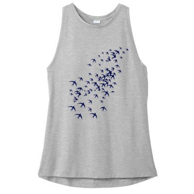 Swarm Of Swallows Flying Flock Of Birds For Nature Lovers Ladies PosiCharge Tri-Blend Wicking Tank