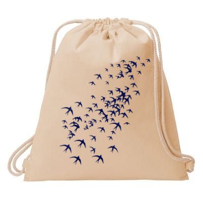 Swarm Of Swallows Flying Flock Of Birds For Nature Lovers Drawstring Bag