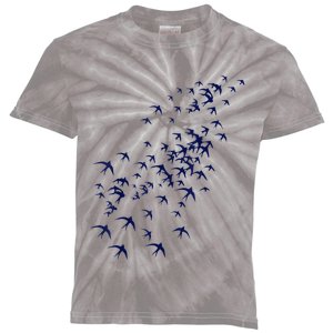 Swarm Of Swallows Flying Flock Of Birds For Nature Lovers Kids Tie-Dye T-Shirt