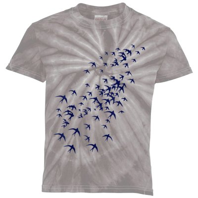 Swarm Of Swallows Flying Flock Of Birds For Nature Lovers Kids Tie-Dye T-Shirt