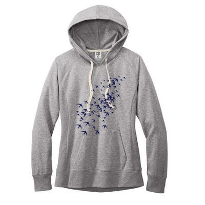 Swarm Of Swallows Flying Flock Of Birds For Nature Lovers Women's Fleece Hoodie