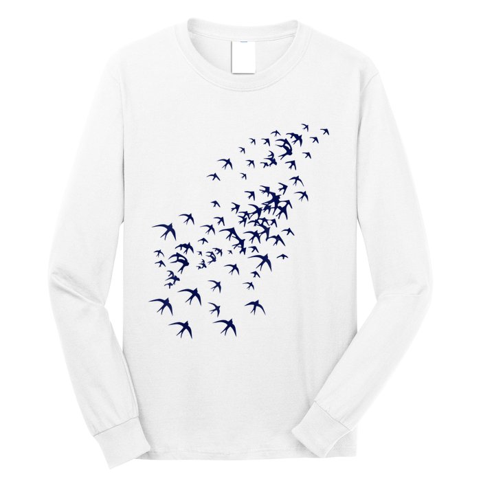 Swarm Of Swallows Flying Flock Of Birds For Nature Lovers Long Sleeve Shirt