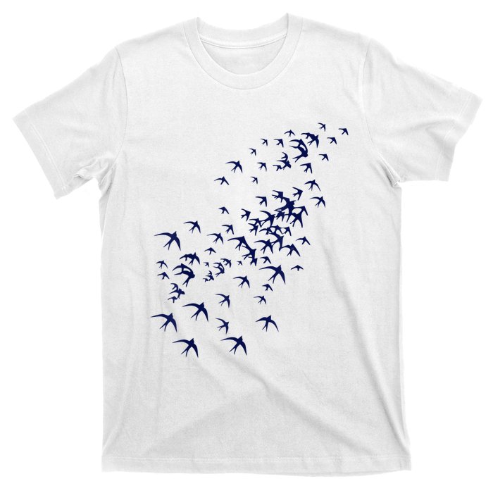 Swarm Of Swallows Flying Flock Of Birds For Nature Lovers T-Shirt