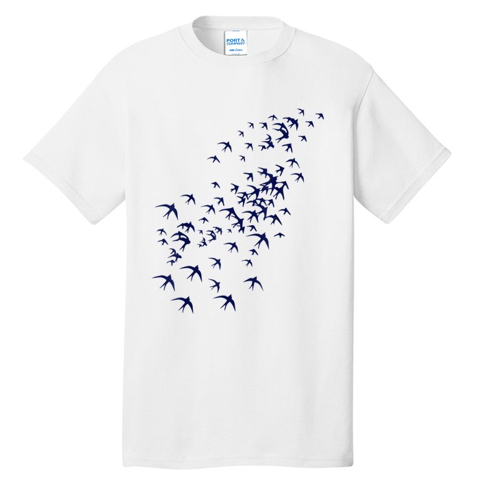 Swarm Of Swallows Flying Flock Of Birds For Nature Lovers Tall T-Shirt