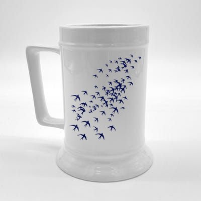 Swarm Of Swallows Flying Flock Of Birds For Nature Lovers Beer Stein