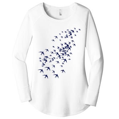 Swarm Of Swallows Flying Flock Of Birds For Nature Lovers Women's Perfect Tri Tunic Long Sleeve Shirt