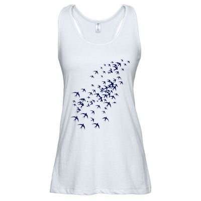 Swarm Of Swallows Flying Flock Of Birds For Nature Lovers Ladies Essential Flowy Tank