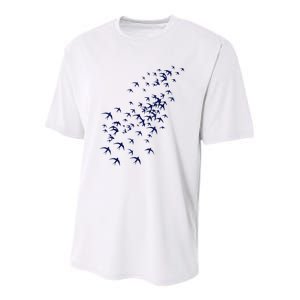 Swarm Of Swallows Flying Flock Of Birds For Nature Lovers Youth Performance Sprint T-Shirt