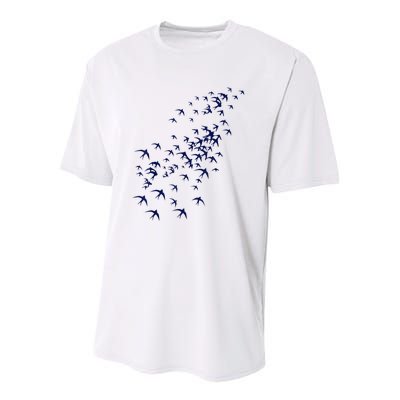 Swarm Of Swallows Flying Flock Of Birds For Nature Lovers Youth Performance Sprint T-Shirt