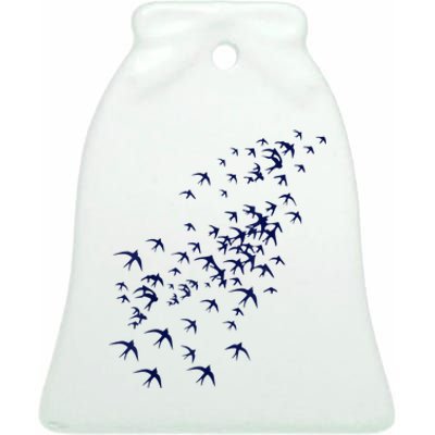 Swarm Of Swallows Flying Flock Of Birds For Nature Lovers Ceramic Bell Ornament