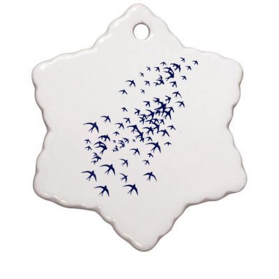 Swarm Of Swallows Flying Flock Of Birds For Nature Lovers Ceramic Star Ornament