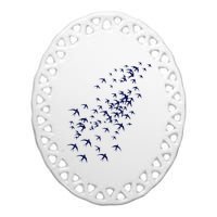 Swarm Of Swallows Flying Flock Of Birds For Nature Lovers Ceramic Oval Ornament