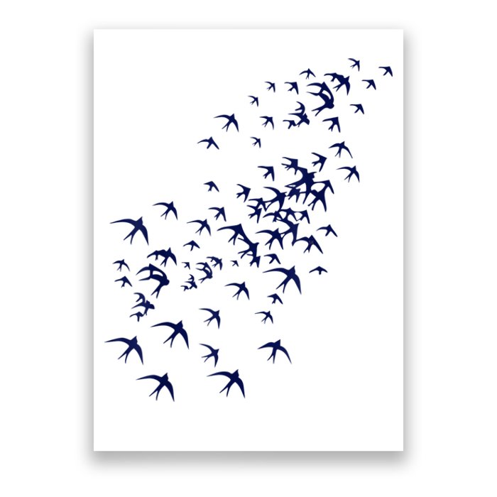 Swarm Of Swallows Flying Flock Of Birds For Nature Lovers Poster