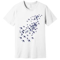 Swarm Of Swallows Flying Flock Of Birds For Nature Lovers Premium T-Shirt