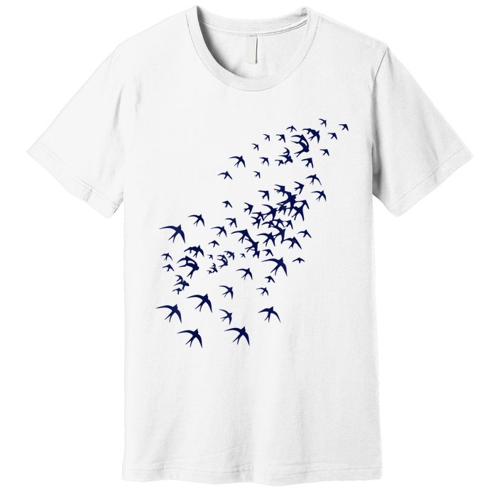 Swarm Of Swallows Flying Flock Of Birds For Nature Lovers Premium T-Shirt