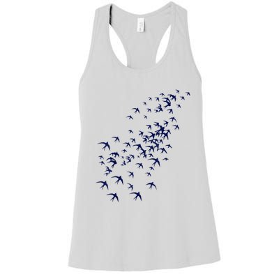 Swarm Of Swallows Flying Flock Of Birds For Nature Lovers Women's Racerback Tank