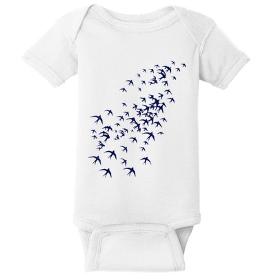 Swarm Of Swallows Flying Flock Of Birds For Nature Lovers Baby Bodysuit