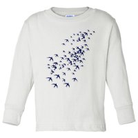 Swarm Of Swallows Flying Flock Of Birds For Nature Lovers Toddler Long Sleeve Shirt