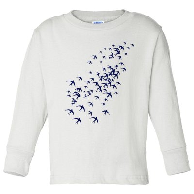 Swarm Of Swallows Flying Flock Of Birds For Nature Lovers Toddler Long Sleeve Shirt