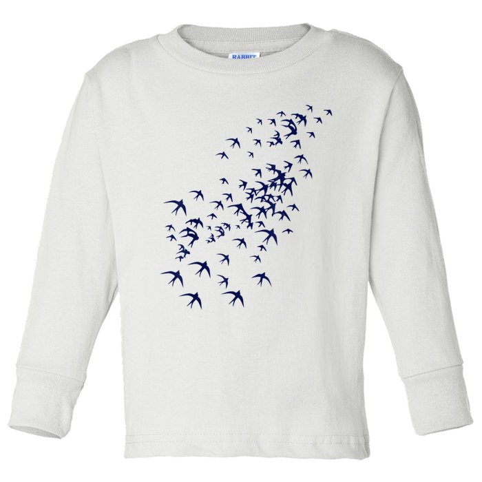 Swarm Of Swallows Flying Flock Of Birds For Nature Lovers Toddler Long Sleeve Shirt