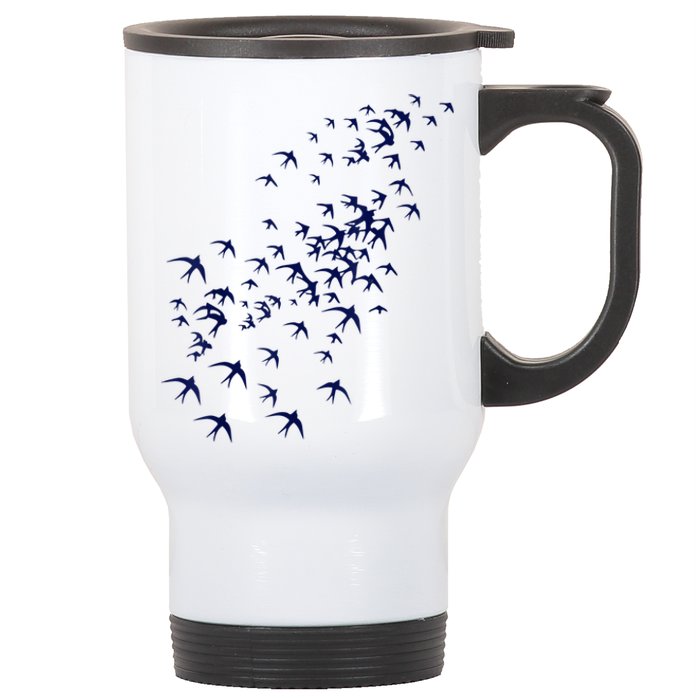 Swarm Of Swallows Flying Flock Of Birds For Nature Lovers Stainless Steel Travel Mug