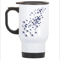 Swarm Of Swallows Flying Flock Of Birds For Nature Lovers Stainless Steel Travel Mug