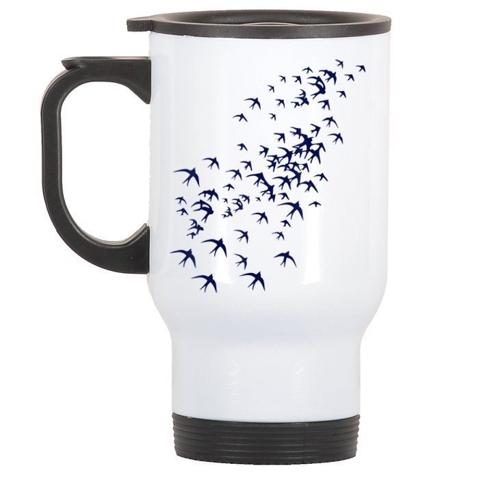 Swarm Of Swallows Flying Flock Of Birds For Nature Lovers Stainless Steel Travel Mug