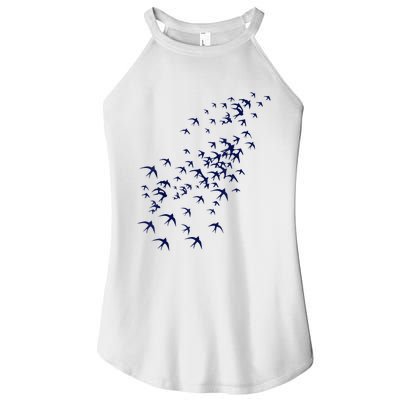 Swarm Of Swallows Flying Flock Of Birds For Nature Lovers Women's Perfect Tri Rocker Tank