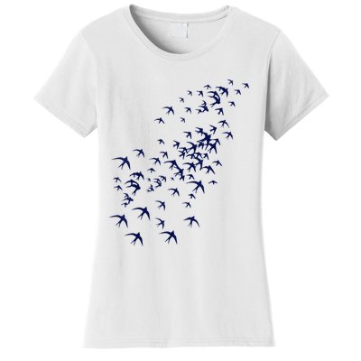 Swarm Of Swallows Flying Flock Of Birds For Nature Lovers Women's T-Shirt