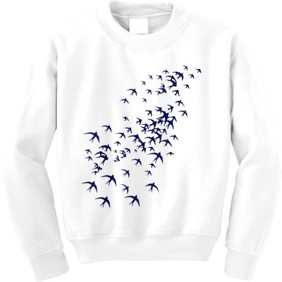 Swarm Of Swallows Flying Flock Of Birds For Nature Lovers Kids Sweatshirt