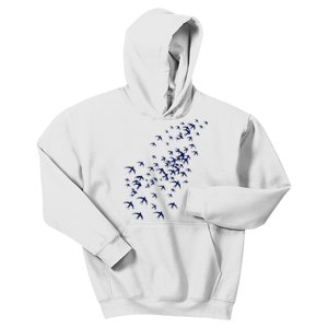 Swarm Of Swallows Flying Flock Of Birds For Nature Lovers Kids Hoodie