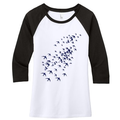 Swarm Of Swallows Flying Flock Of Birds For Nature Lovers Women's Tri-Blend 3/4-Sleeve Raglan Shirt