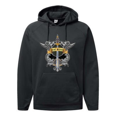 Sword Of Saint Michael The Archangel Catholic Men Performance Fleece Hoodie