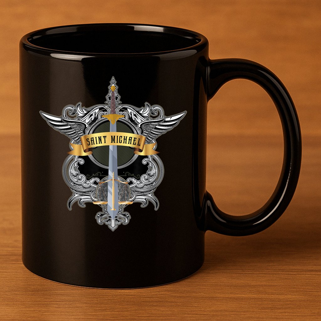Sword Of Saint Michael The Archangel Catholic Men 11oz C Handle Ceramic Mug