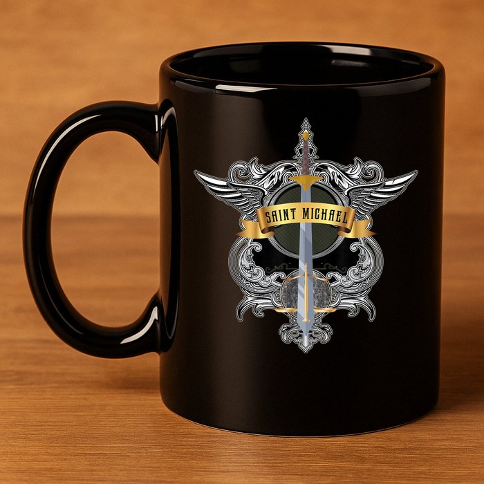 Sword Of Saint Michael The Archangel Catholic Men 11oz C Handle Ceramic Mug
